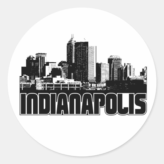 Indianapolis Skyline Classic Round Sticker (Front)