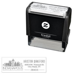 Indianapolis Skyline Custom Address Self-inking Stamp