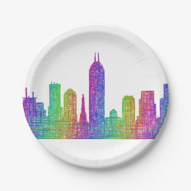 Indianapolis skyline paper plate (Front)