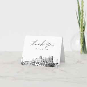 Indianapolis Skyline Sketch Blank Thank You Card