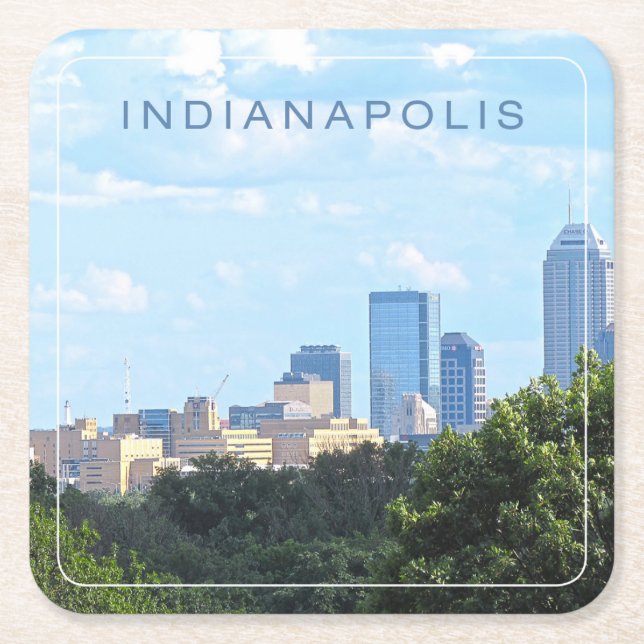 Indianapolis Skyline Square Paper Coaster (Front)