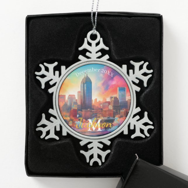 Indianapolis Snowflake Pewter Christmas ornament (Box)