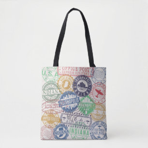 Indianapolis Stamps: Travel Seal Set. Tote Bag