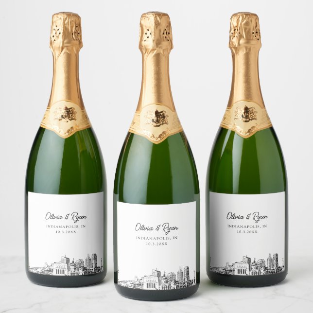 Indianapolis Wedding Champagne Label (Bottles)