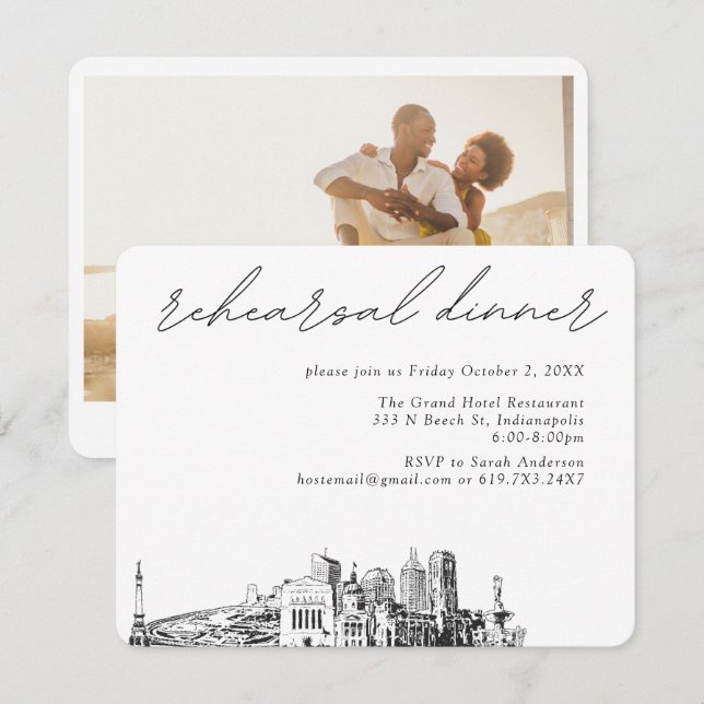 Indianapolis Wedding Elegant Rehearsal Dinner Enclosure Card (Front/Back)