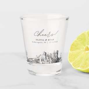 Indianapolis Wedding Favour Personalised Cheers Shot Glass