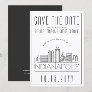 Indianapolis Wedding Skyline Save the Date Invitation