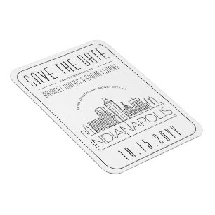 Indianapolis Wedding Stylised City Save the Date Magnet