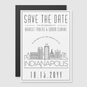Indianapolis Wedding Stylised Save the Date Magnetic Invitation