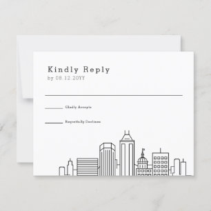 Indianapolis Wedding   Stylised Skyline RSVP Card