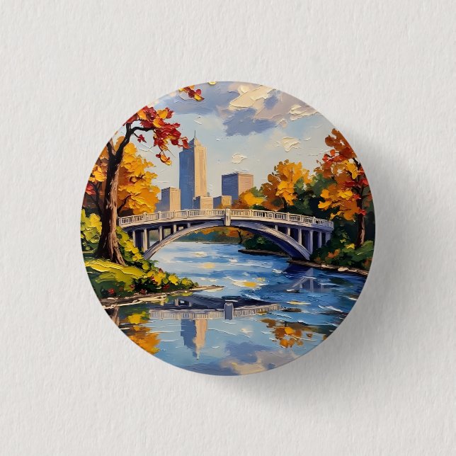 Indianapolis White Bridge Over the White River  3 Cm Round Badge (Front)
