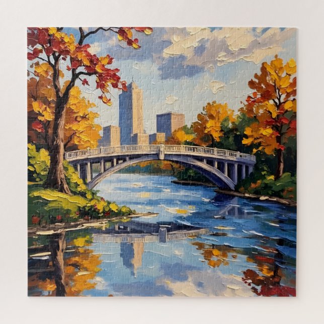 Indianapolis White Bridge Over the White River  Jigsaw Puzzle (Vertical)