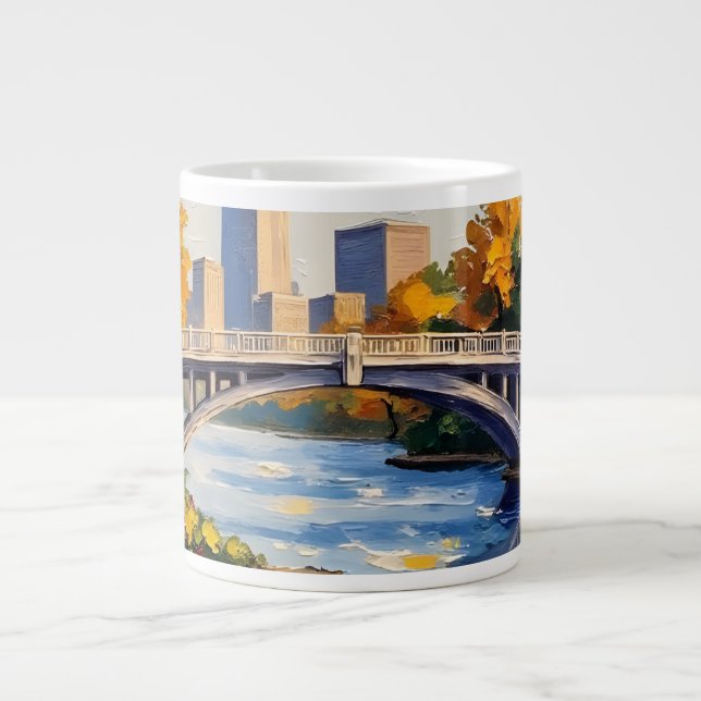 Indianapolis White Bridge Over the White River  Large Coffee Mug (Front)