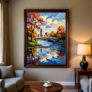 Indianapolis White Bridge Over the White River Poster