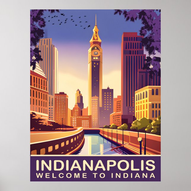 Indianapolis, White River and Canal, Travel Poster (Front)