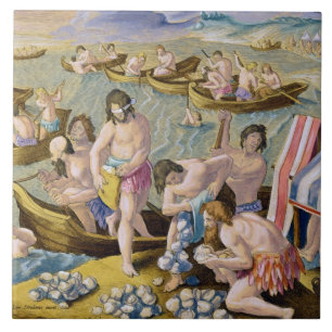 Indians diving for pearls, plate 93 from 'Venation Tile