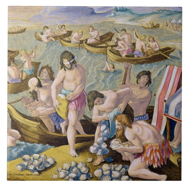 Indians diving for pearls, plate 93 from 'Venation Tile (Front)