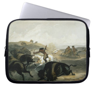 Indians Hunting the Bison, plate 31 from Volume 2 Laptop Sleeve