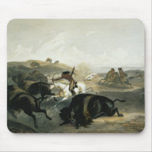 Indians Hunting the Bison, plate 31 from Volume 2 Mouse Mat