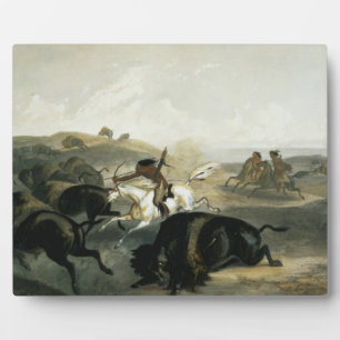 Indians Hunting the Bison, plate 31 from Volume 2 Plaque