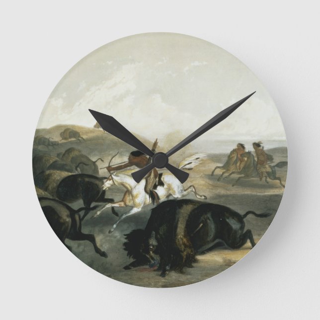 Indians Hunting the Bison, plate 31 from Volume 2 Round Clock (Front)