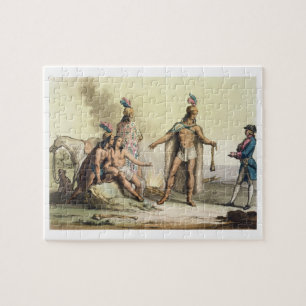 Indians of Patagonia, Chile, greeting a European t Jigsaw Puzzle