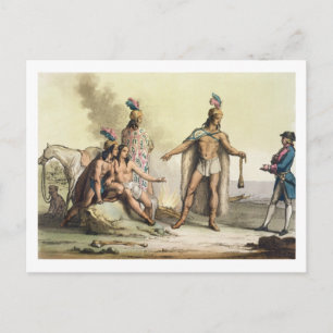 Indians of Patagonia, Chile, greeting a European t Postcard