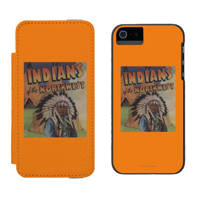 Indians of the Northwest - Indian Chief & Teepee Incipio iPhone Wallet Case (Side by Side)