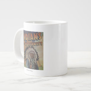 Indians of the Northwest - Indian Chief & Teepee Large Coffee Mug