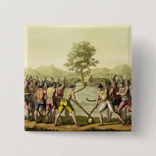 Indians playing Ciueca, Chile, from 'Le Costume An 15 Cm Square Badge