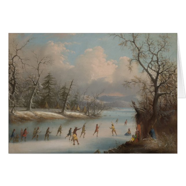 Indians Playing Lacrosse on the Ice (Front Horizontal)