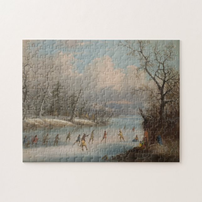 Indians Playing Lacrosse on the Ice Jigsaw Puzzle (Horizontal)
