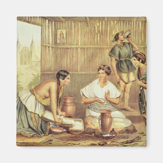 Indians Preparing Tortillas Magnet (Front)