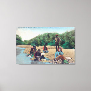 Indians Washing Clothes in the Russian River Canvas Print