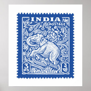 India's Stamp Design, Elephant Poster