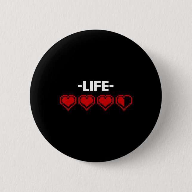 Indicator Heart 8 Bit Graphic Video Game Player Gi 6 Cm Round Badge (Front)