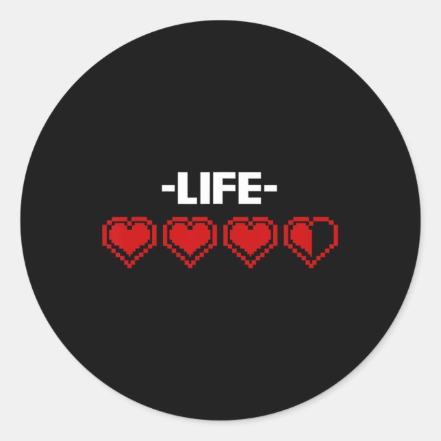 Indicator Heart 8 Bit Graphic Video Game Player Gi Classic Round Sticker (Front)