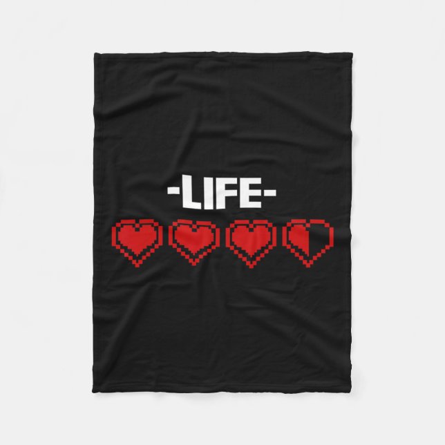 Indicator Heart 8 Bit Graphic Video Game Player Gi Fleece Blanket (Front)