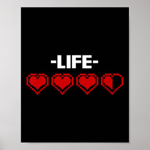Indicator Heart 8 Bit Graphic Video Game Player Gi Poster