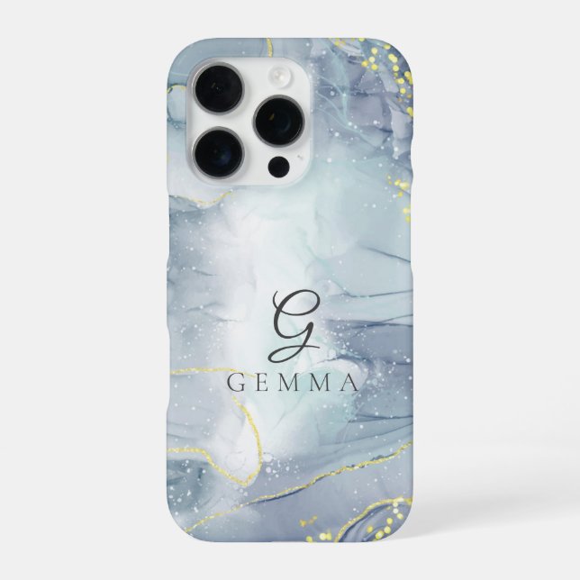 Indicolite Gold Glitter Watercolor Customisable iPhone Case (Back)