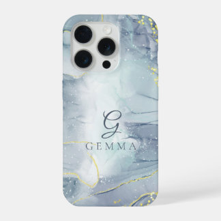 Indicolite Gold Glitter Watercolor Customisable iPhone 15 Pro Case