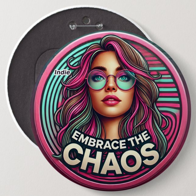 Indie Badge – “Embrace the Chaos” (Front & Back)