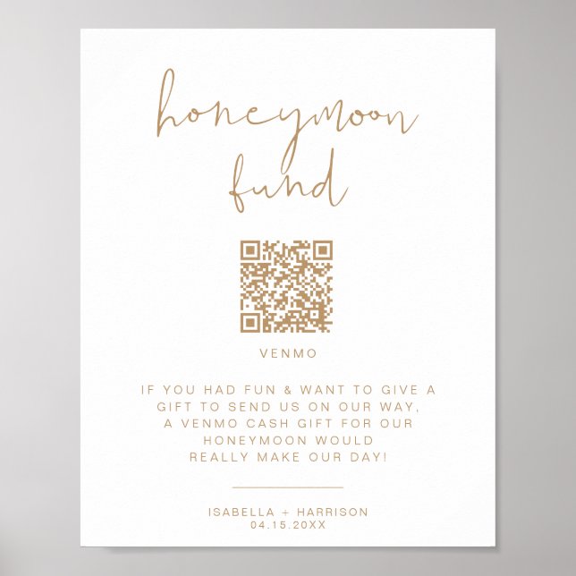 INDIE Beige Boho Honeymoon Fund Wedding Sign (Front)