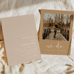 INDIE Bohemian Beige and Terracotta Photo Wedding Invitation