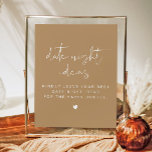 INDIE Bohemian Beige Date Night Card Template Post Poster<br><div class="desc">This date night card template template features an edgy handwritten font and modern,  minimalist design with earthy beige tones. Easily change the colours and edit *most* wording to meet the needs of your occasion. This sign is perfect for your contemporary,  minimalist,  or bohemian bridal shower or other celebration.</div>