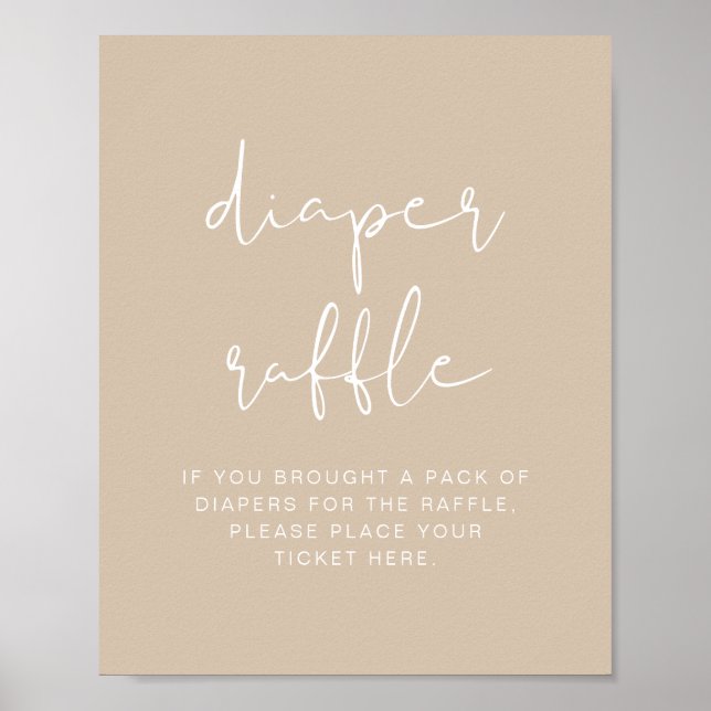 INDIE Bohemian Beige Diaper Raffle Game Sign (Front)