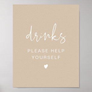 INDIE Bohemian Beige Drinks Bar Poster
