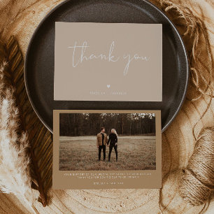 INDIE Bohemian Beige Modern Photo Thank You Card