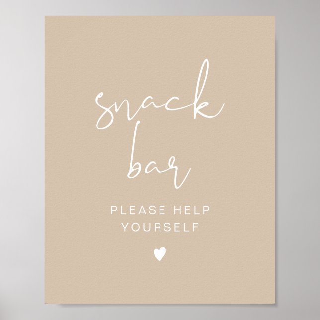INDIE Bohemian Beige Modern Snack Bar Poster (Front)