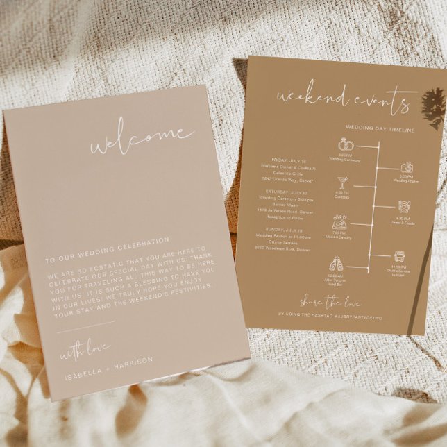 INDIE Bohemian Beige Welcome Letter Timeline Card (Creator Uploaded)